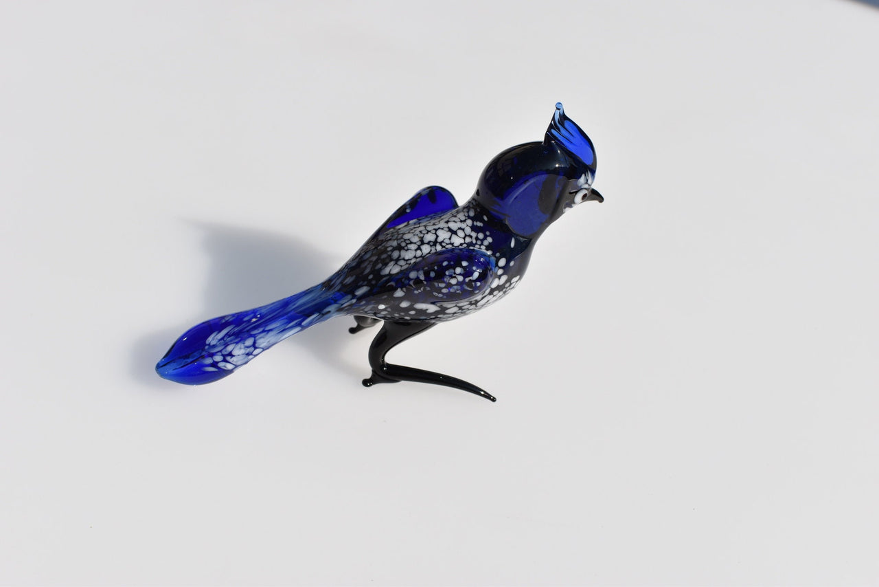 Handmade Glass Bluebird Figurine: Flame Worked Art Glass Sculpture
