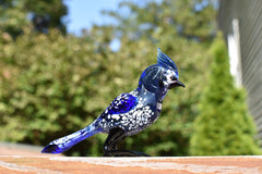 Handmade Glass Bluebird Figurine: Flame Worked Art Glass Sculpture