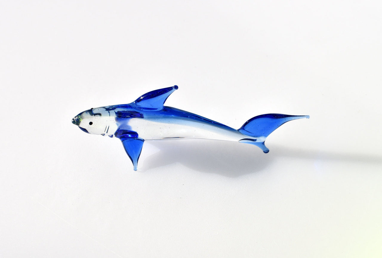 Lampwork Glass Shark Figurine, Collectible Art Sculpture