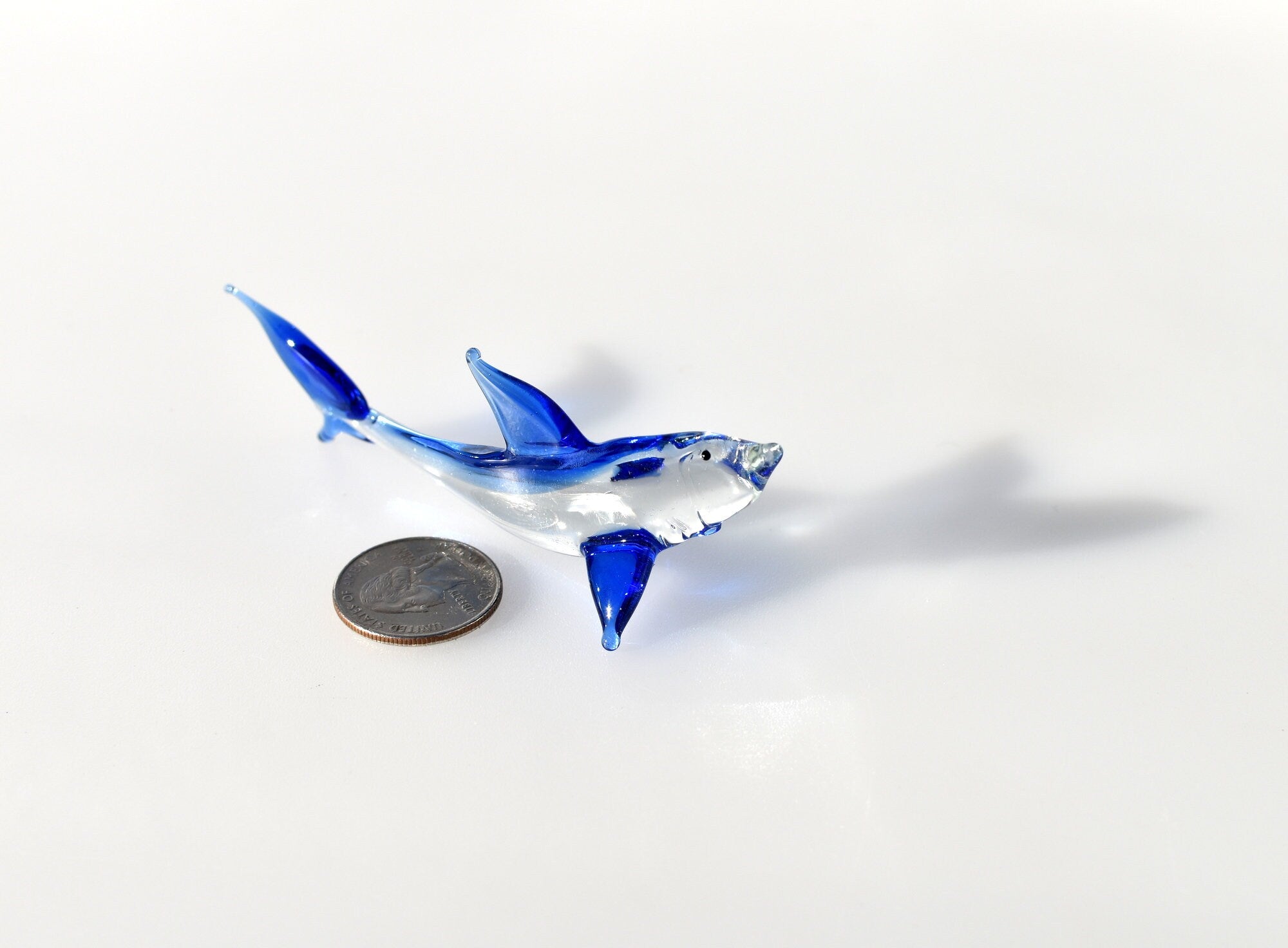 Lampwork Glass Shark Figurine, Collectible Art Sculpture