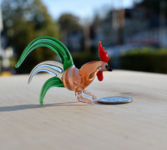 Elegant Glass colorful rooster. Whimsical figurine, lots of character and personality. Excellent addition to your glass menagerie collection