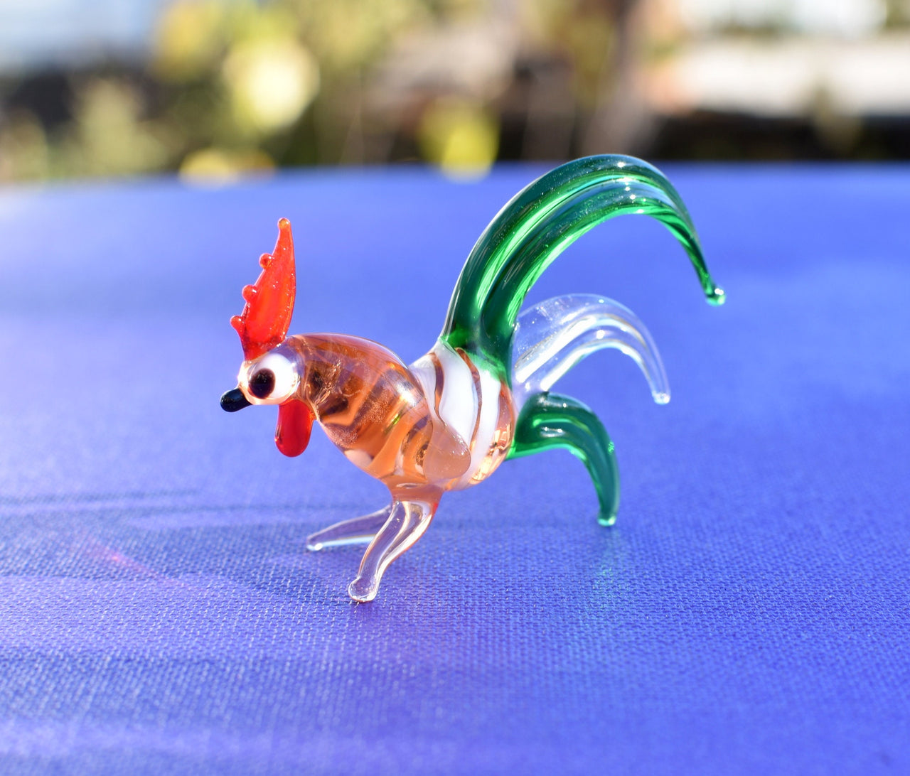 Elegant Glass colorful rooster. Whimsical figurine, lots of character and personality. Excellent addition to your glass menagerie collection