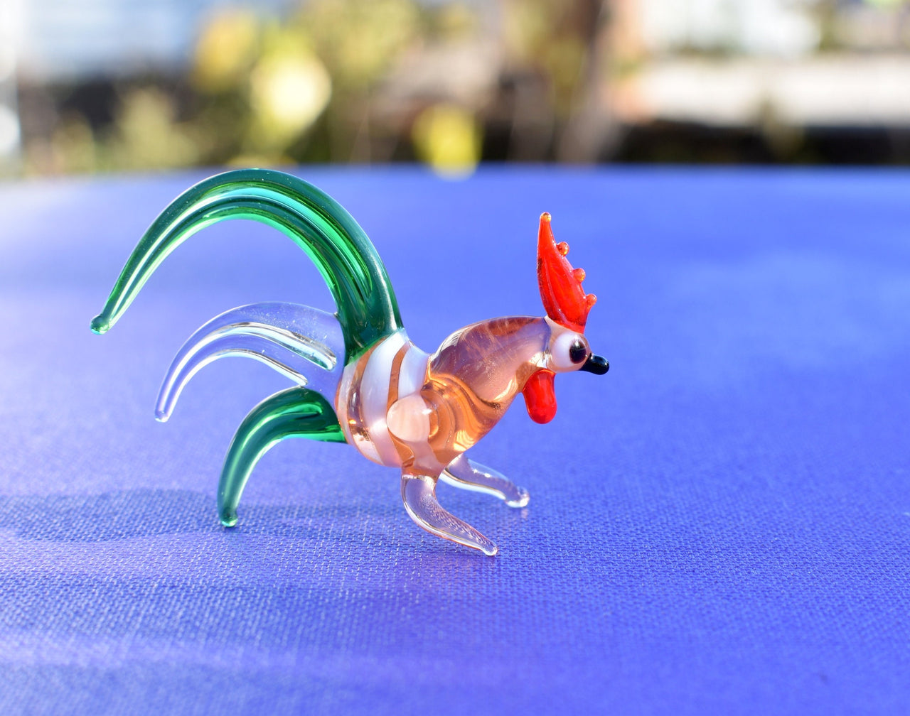Elegant Glass colorful rooster. Whimsical figurine, lots of character and personality. Excellent addition to your glass menagerie collection
