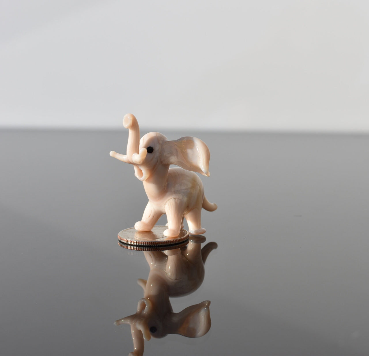 Handmade Glass Elephant Figurine: Whimsical Art Glass Sculpture