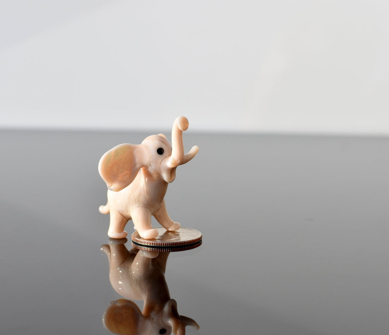 Handmade Glass Elephant Figurine: Whimsical Art Glass Sculpture