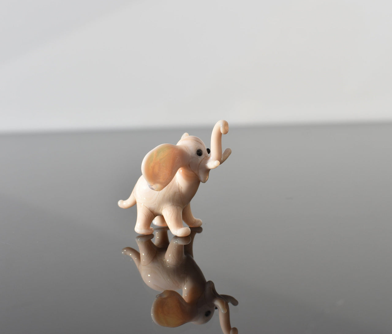 Handmade Glass Elephant Figurine: Whimsical Art Glass Sculpture