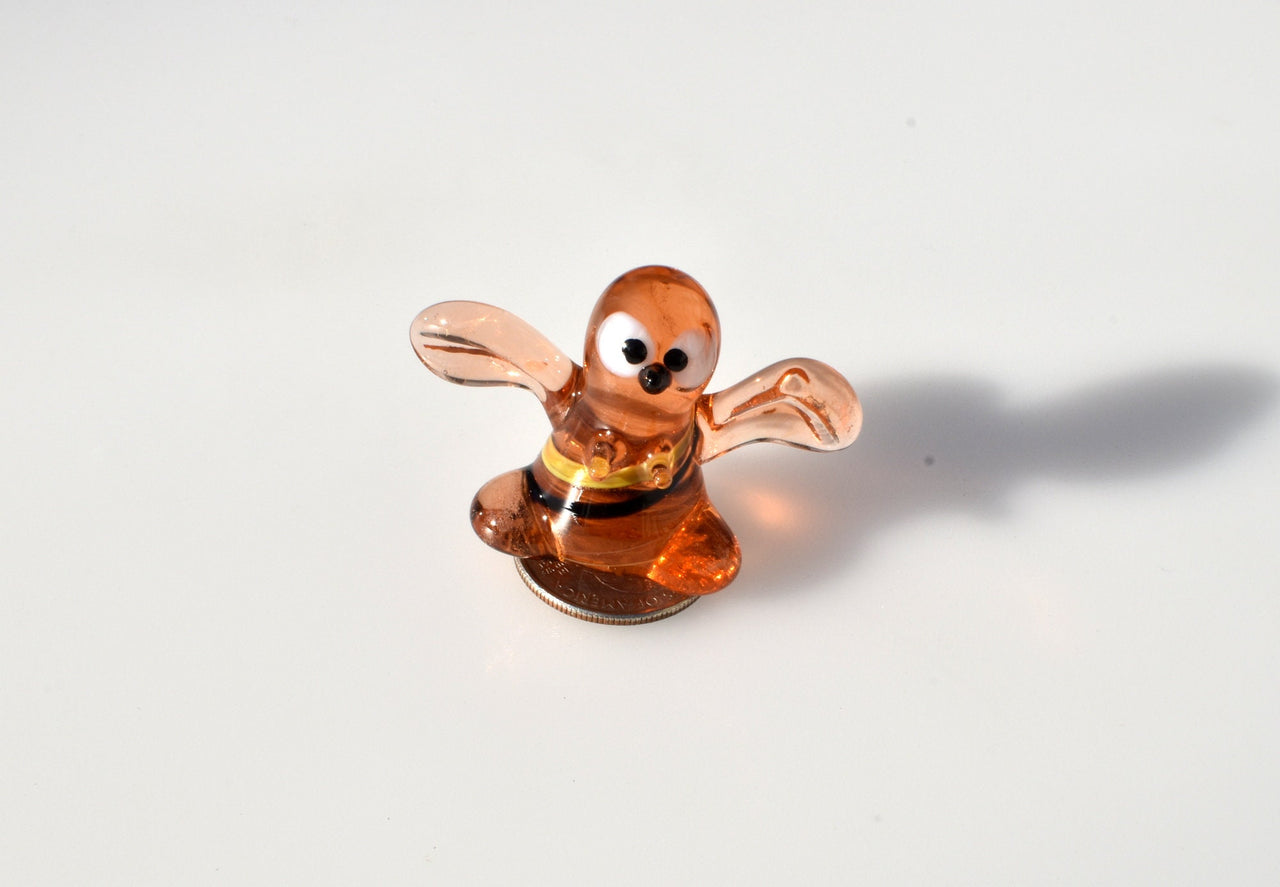 Handmade Glass Bee Figurine: Whimsical Art Glass Sculpture