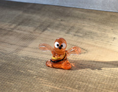 Handmade Glass Bee Figurine: Whimsical Art Glass Sculpture