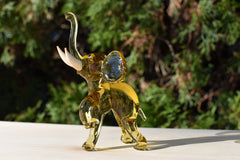 Amber Glass Elephant Figurine: Whimsical Handmade Sculpture