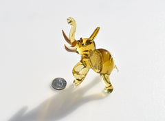 Amber Glass Elephant Figurine: Whimsical Handmade Sculpture