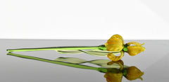 Yellow Glass Iris Flower Sculpture: Flame-Worked Art, Weatherproof Decor