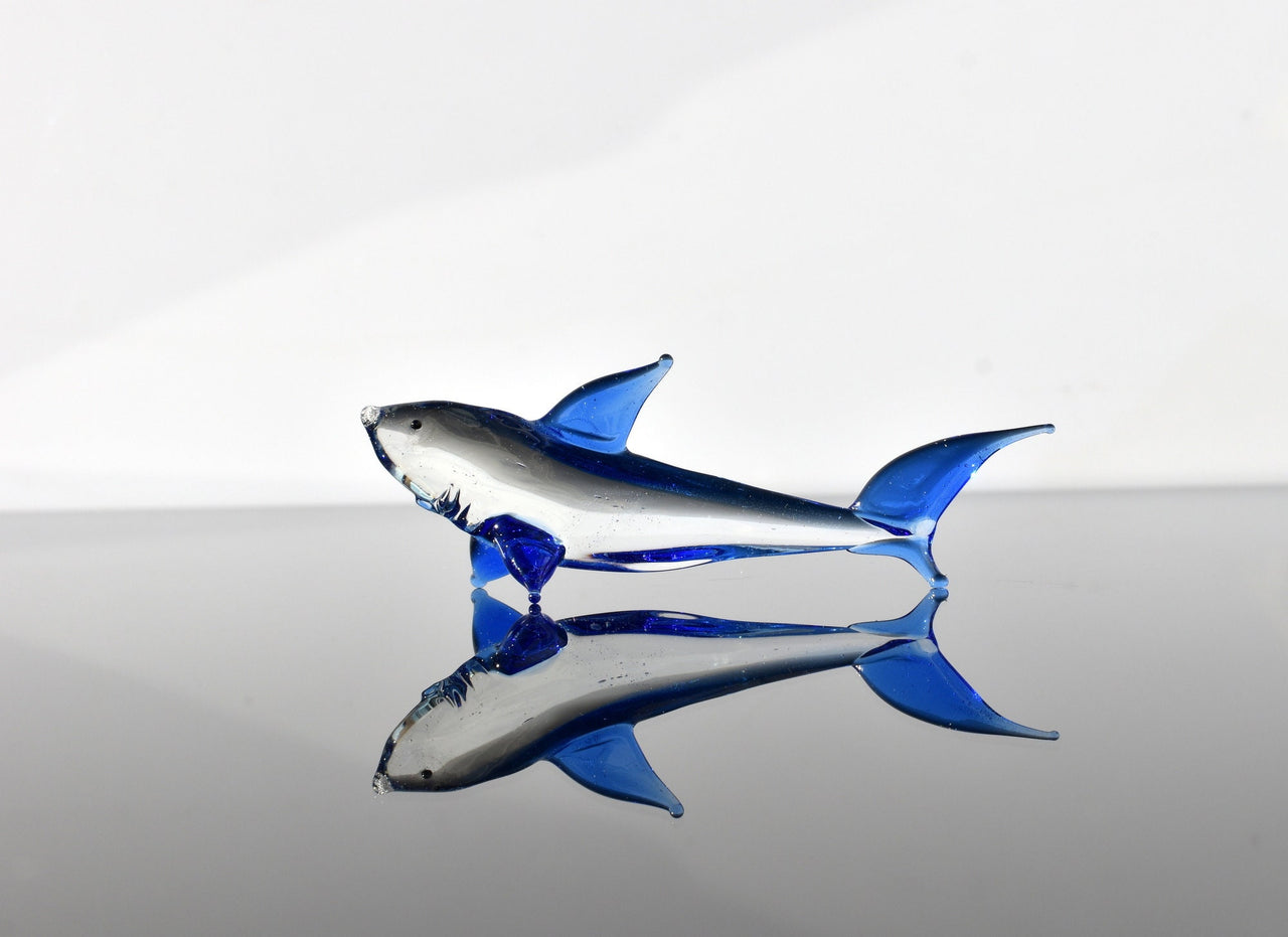 Lampwork Glass Shark Figurine, Collectible Art Sculpture