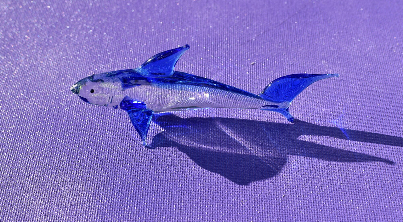 Lampwork Glass Shark Figurine, Collectible Art Sculpture