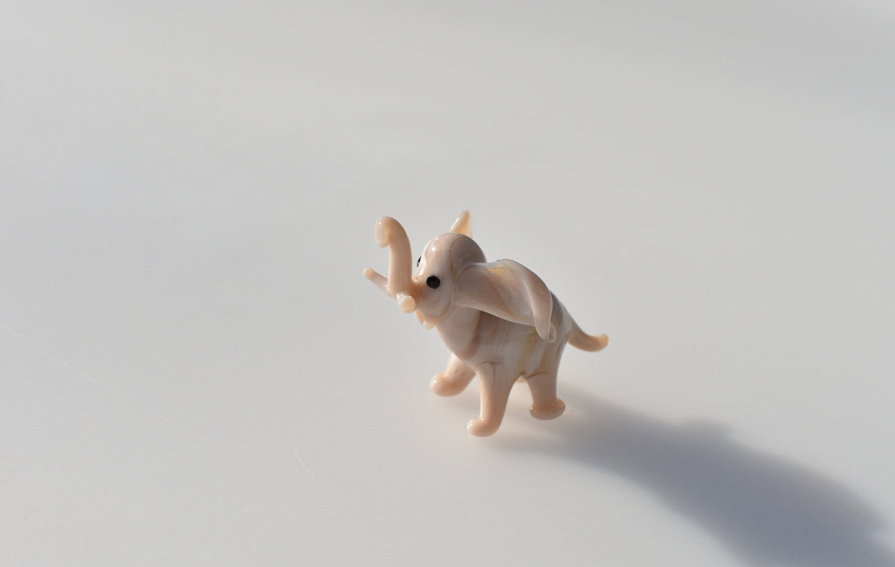 Handmade Glass Elephant Figurine: Whimsical Art Glass Sculpture