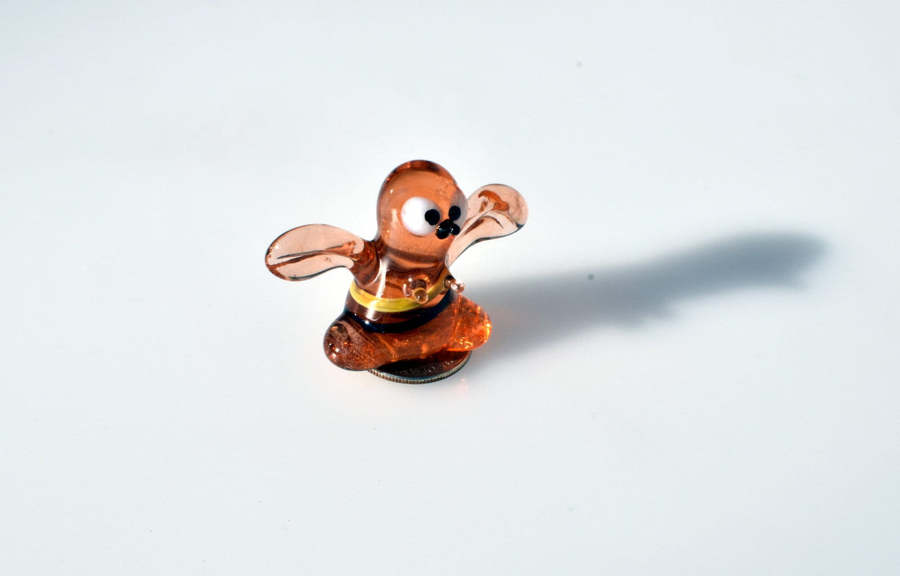 Handmade Glass Bee Figurine: Whimsical Art Glass Sculpture