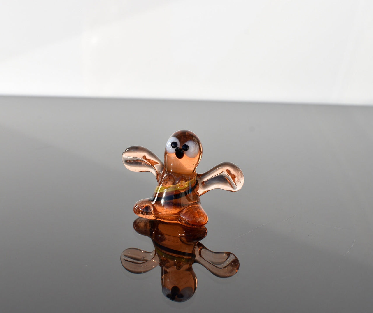 Handmade Glass Bee Figurine: Whimsical Art Glass Sculpture