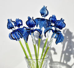 Hand Blown Glass Flowers, Glass Iris, Glass Flower Bouquet, Glass Birth Month Flower, Forever Flowers, Grandmas Garden, Mothers Day Gifts