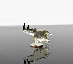 Hand Blown Glass Rhinoceros Figurine - Unique Gift for Animal Lovers - Whimsical Animal Sculpture