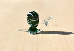 Emerald Green Glass Snail Figurine: Flame Work Sculpture, Whimsical Art