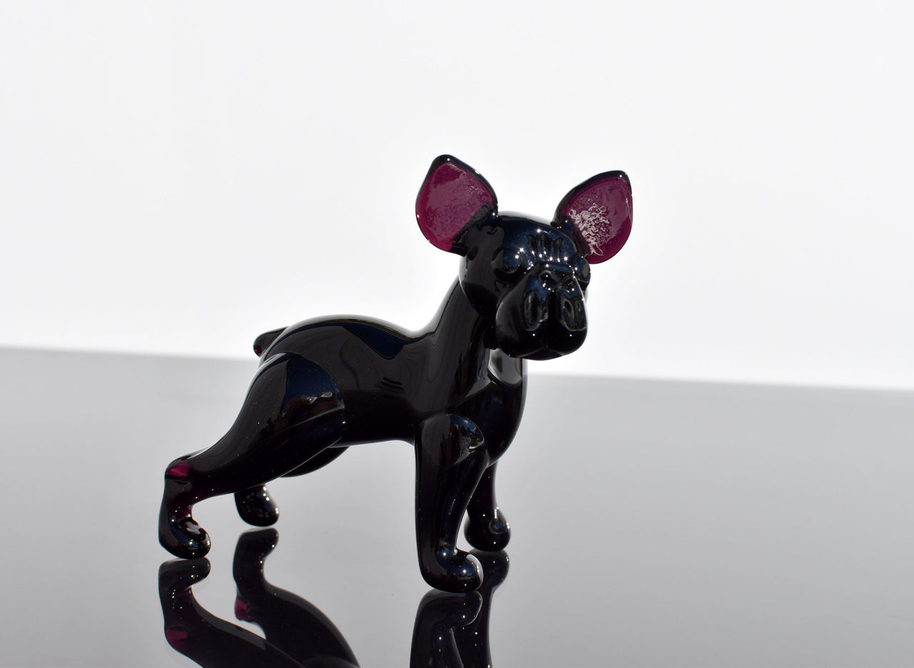 Handmade Glass French Bulldog Figurine: Flame Work Art, 4" Collectible