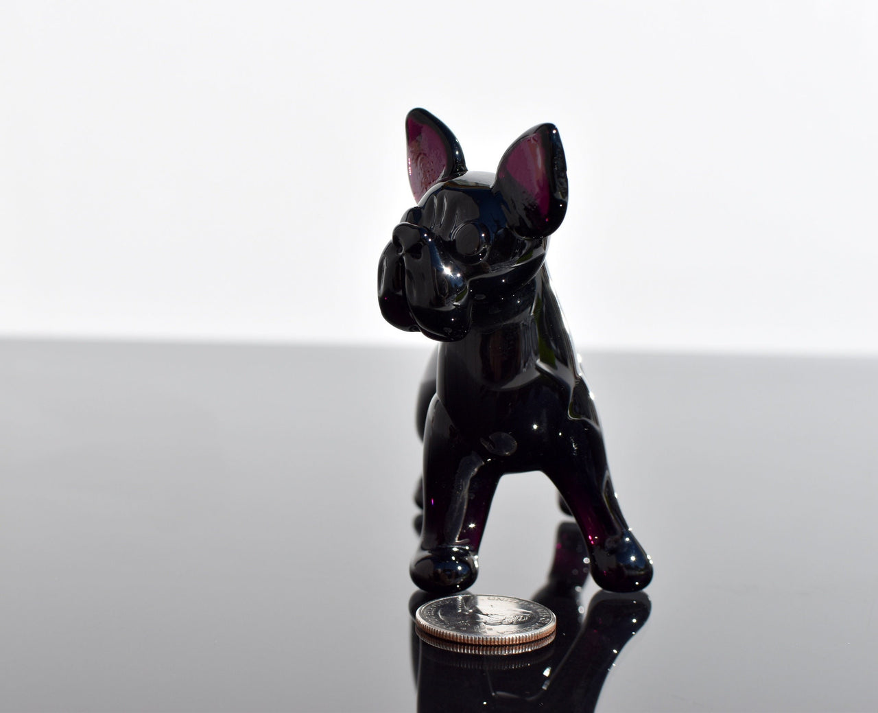 Handmade Glass French Bulldog Figurine: Flame Work Art, 4" Collectible