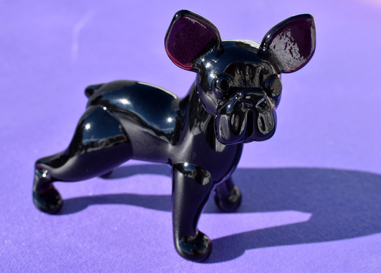 Handmade Glass French Bulldog Figurine: Flame Work Art, 4" Collectible