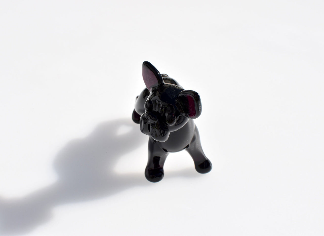 Handmade Glass French Bulldog Figurine: Flame Work Art, 4" Collectible