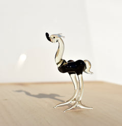 Handmade Glass Ostrich Figurine: Whimsical Art Glass Sculpture