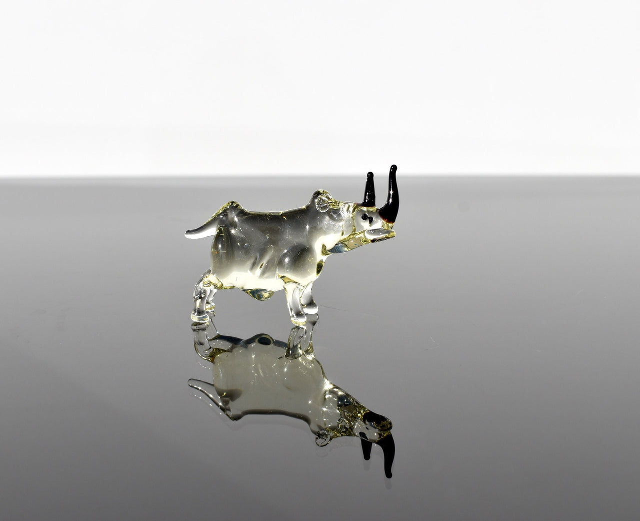 Hand Blown Glass Rhinoceros Figurine - Unique Gift for Animal Lovers - Whimsical Animal Sculpture