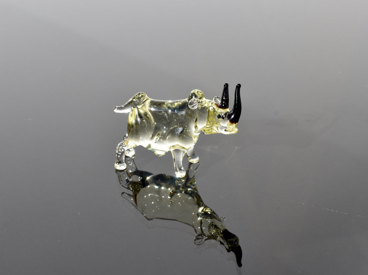 Hand Blown Glass Rhinoceros Figurine - Unique Gift for Animal Lovers - Whimsical Animal Sculpture