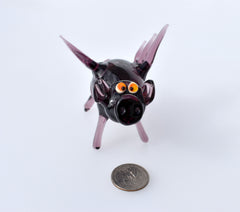 Purple Glass Flying Pig Figurine: Whimsical Collectible Decor