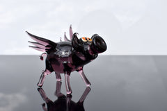 Purple Glass Flying Pig Figurine: Whimsical Collectible Decor