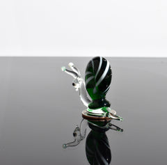 Emerald Green Glass Snail Figurine: Flame Work Sculpture, Whimsical Art