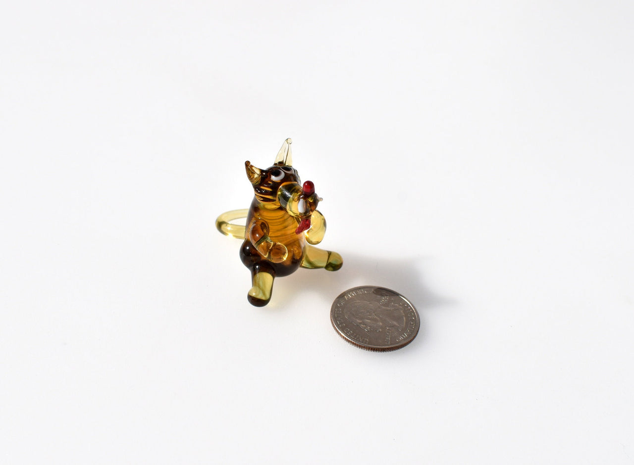 Tiny Glass Wolf Figurine - Miniature Glass Animal - Whimsical Handmade Sculpture