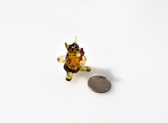 Tiny Glass Wolf Figurine - Miniature Glass Animal - Whimsical Handmade Sculpture
