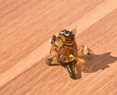 Lampwork Glass Wolf Figurine: Whimsical Handmade Sculpture