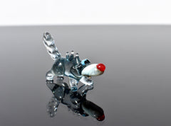 Hand Blown Glass Wolf Figurine: Whimsical Handmade Sculpture