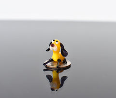 Tiny Yellow Glass Dog Figurine: Lampwork Miniature (1.3 inch)