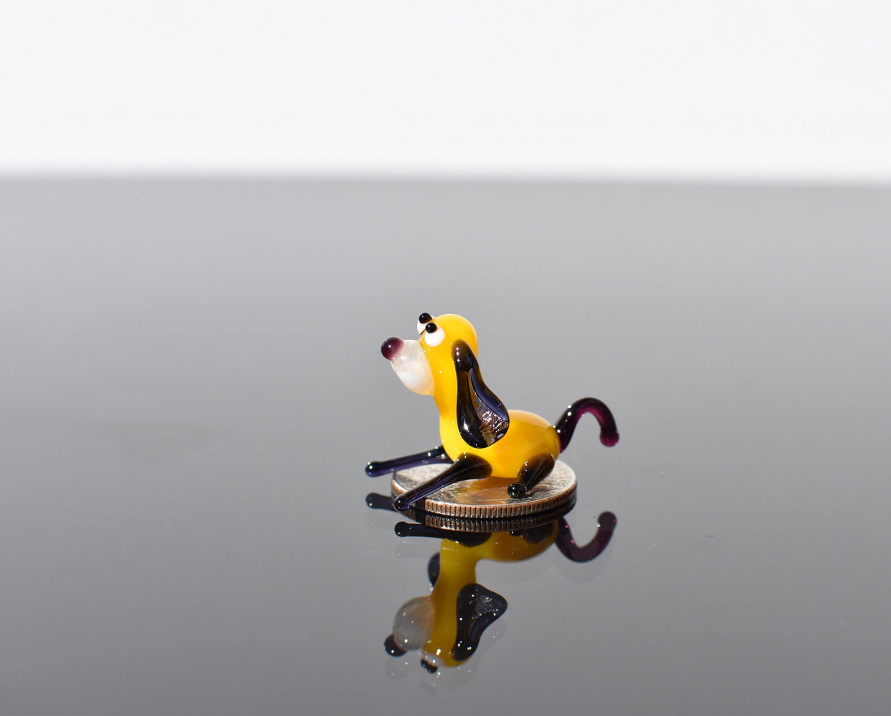 Tiny Yellow Glass Dog Figurine: Lampwork Miniature (1.3 inch)
