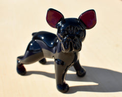 Handmade Glass French Bulldog Figurine: Flame Work Art, 4" Collectible
