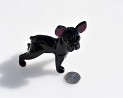 Handmade Glass French Bulldog Figurine: Flame Work Art, 4" Collectible