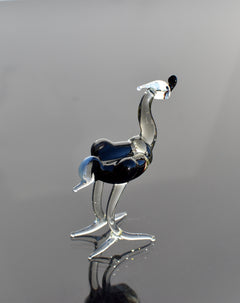 Handmade Glass Ostrich Figurine: Whimsical Art Glass Sculpture