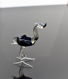Handmade Glass Ostrich Figurine: Whimsical Art Glass Sculpture