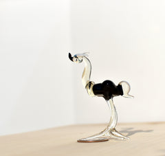 Handmade Glass Ostrich Figurine: Whimsical Art Glass Sculpture