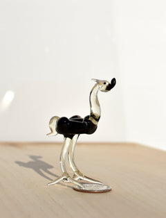 Handmade Glass Ostrich Figurine: Whimsical Art Glass Sculpture
