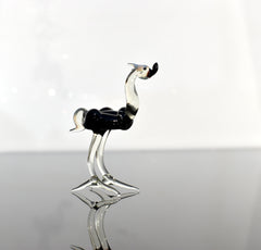 Handmade Glass Ostrich Figurine: Whimsical Art Glass Sculpture