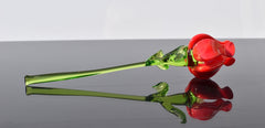 Handmade Red Glass Flower: Collectible Flame-Worked Sculpture
