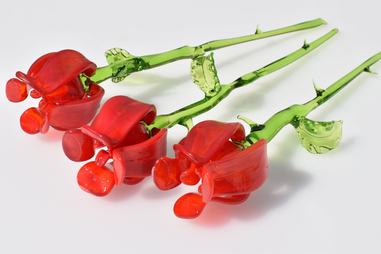 Glass Red Rose Flower: Handmade Romantic Keepsake