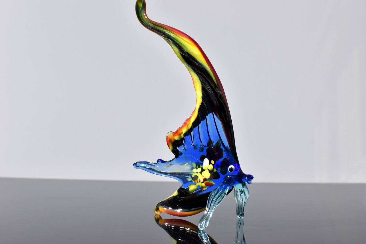 Gorgeous multicolor  Glass Fish. Whimsical figurine with a lot of character and personality. Excellent addition to you glass collection