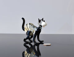 Handmade Glass Cat Figurine: Whimsical Collectible Statue